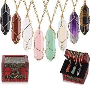CRYSTAL STONE necklaces 8 pieces
